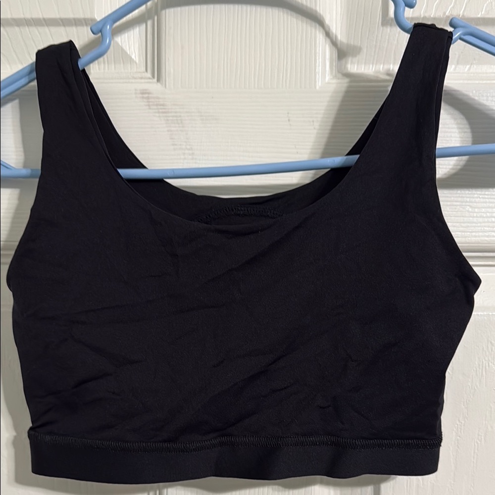 Black Sports Bra with Wide Straps and Scoop Neckline